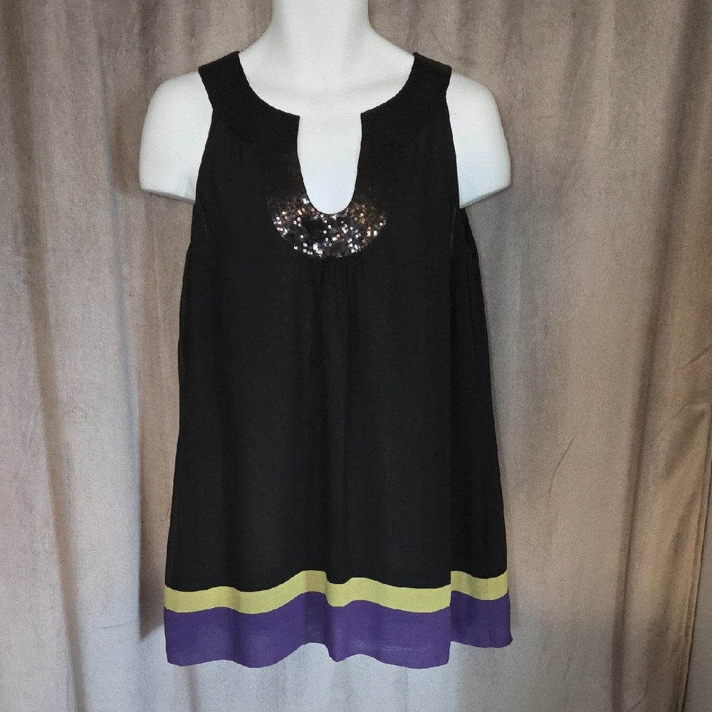 Size 12 Stylish Black and Purple Sequin Tank Top